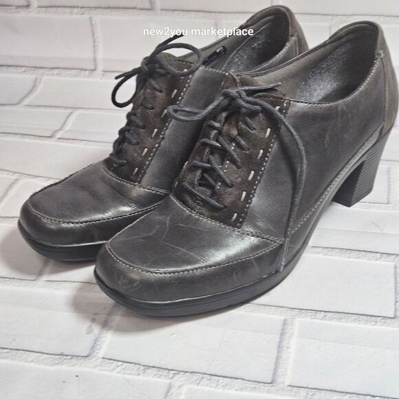 Clarks Platform Lace Heels Bendables Suede/Leather Shoes Women's Sz 9.5 M - Picture 1 of 11